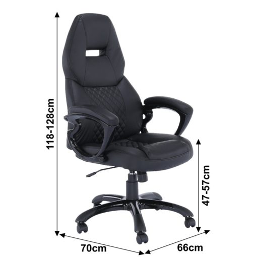 Irodai szék, fekete műbőr, HEVYRW