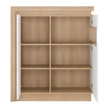 Komód LYOV04P, tölgy riviera/fehér extra magasfényű, LEONARDO