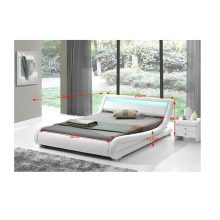 Modern ágy RGB LED világítással, fehér, 180x200, FILIDA