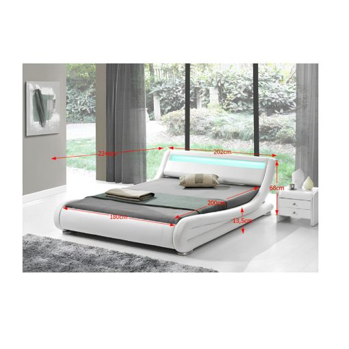Modern ágy RGB LED világítással, fehér, 180x200, FILIDA