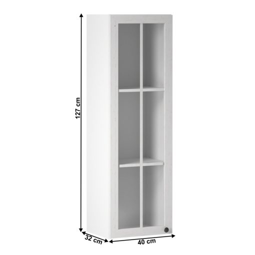 Felsőszekrény üveggel W40S, fehér/sosna andersen, bal PROVANCE