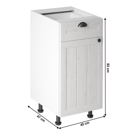 Alsószekrény fiókkal D40S1, fehér/sosna andersen, bal, PROVANCE