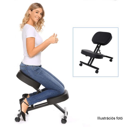 Ergonomikus térdelőszék, fekete/bükkfa, GROCO