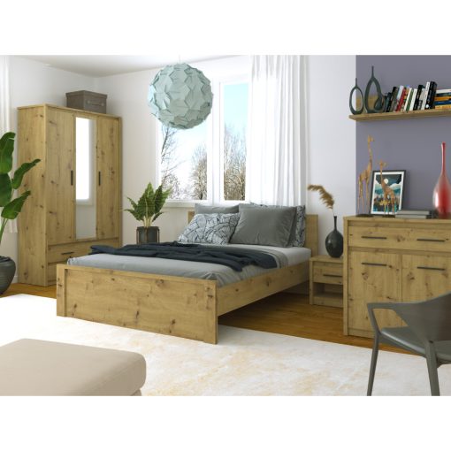 Ágy, 140x200, artisan tölgy, AIRON