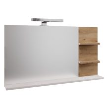 Tükör LED világítással, fehér/artisan tölgy, CUBO CUB04