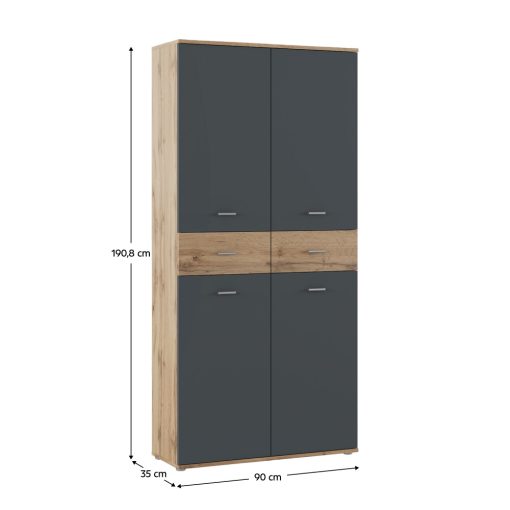 Cipősszekrény/állvány, grafit/wotan tölgy, VILOT