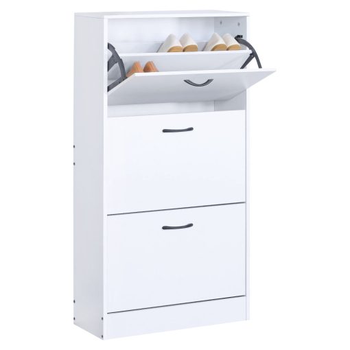Cipőtároló, 3 soros, fehér, BOTORIA